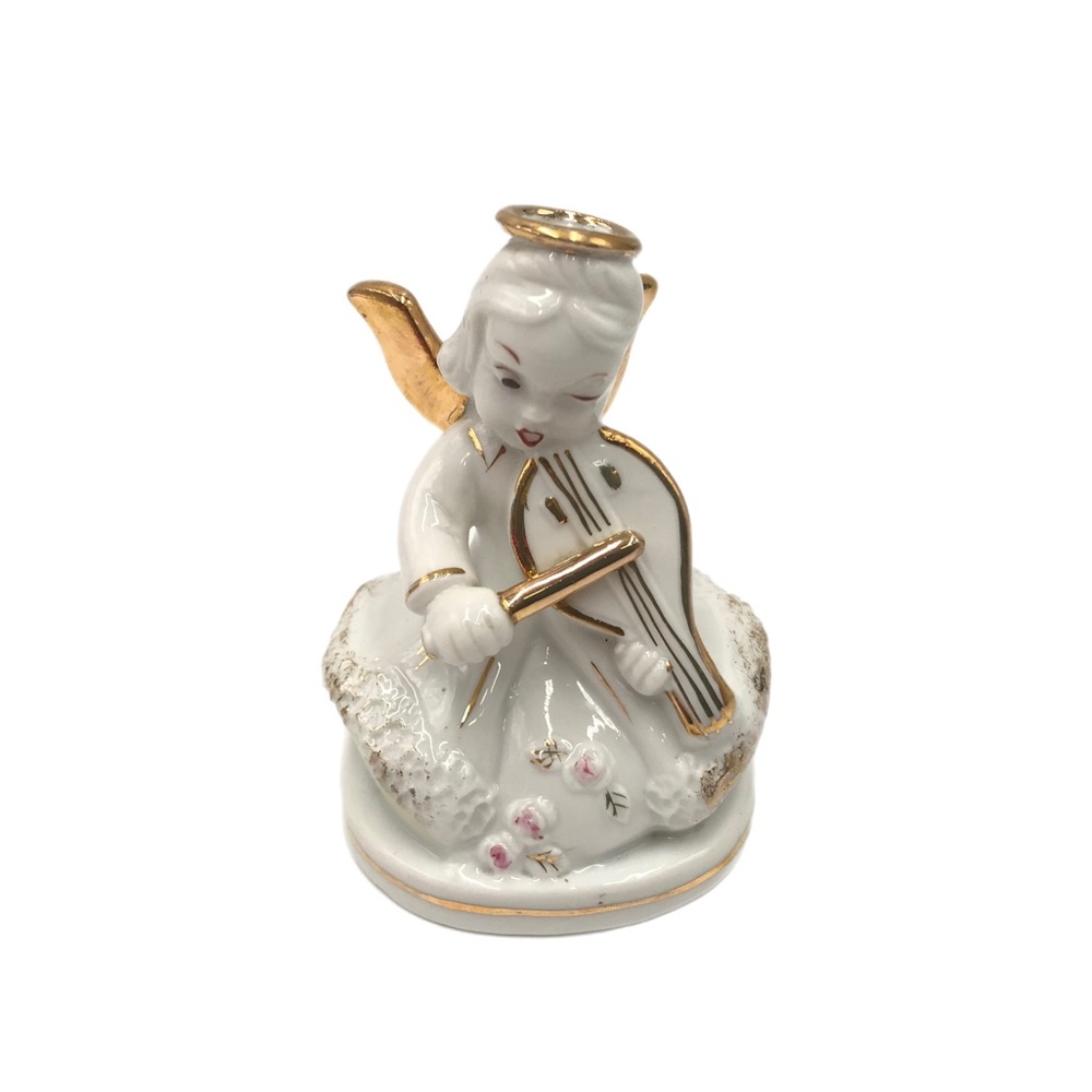 Enseco Angel Playing Violin‎ Figurine 1960s MCM Made in Japan